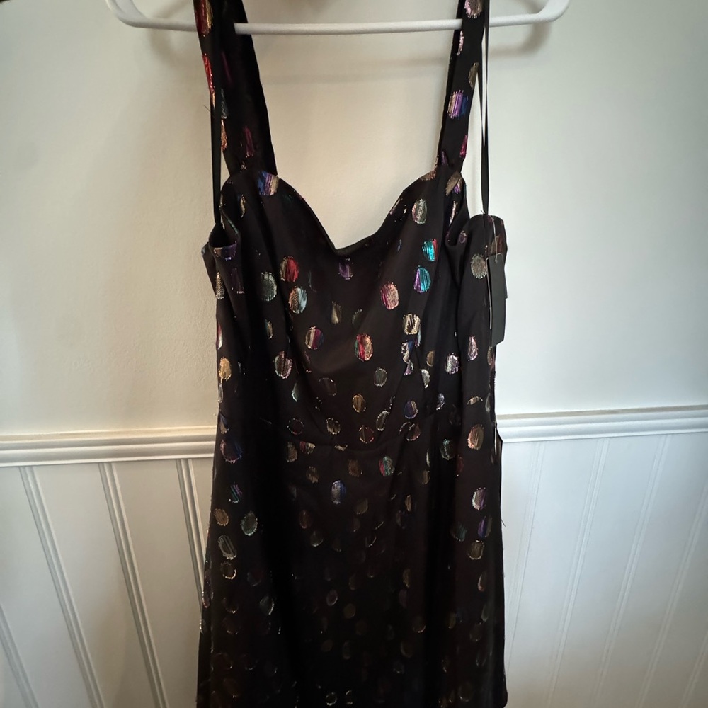 Stylish Black Dress with Colorful Polka Dots